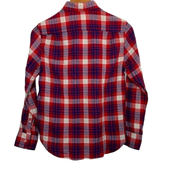 Crewcuts Shirt Plaid Button Down Long Sleeve Red Blue Size 12 NEW - Picture 2 of 4
